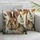 Qinduosi Easter Pillow Covers Inch Bunny Easter Eggs Throw Pillow Covers Spring Floral Rabbit Decorative Outdoor Pillowcases Cushion Covers for Sofa Bedroom Holiday Outdoor (Pack of