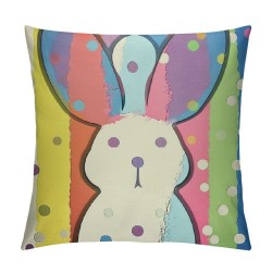 Easter Colorful Striped Bunny Pillow Covers Set of Cute Rabbit Spring Decorative Farmhouse Outdoor Cushion Easter Decor for Home Sofa