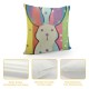 Easter Colorful Striped Bunny Pillow Covers Set of Cute Rabbit Spring Decorative Farmhouse Outdoor Cushion Easter Decor for Home Sofa