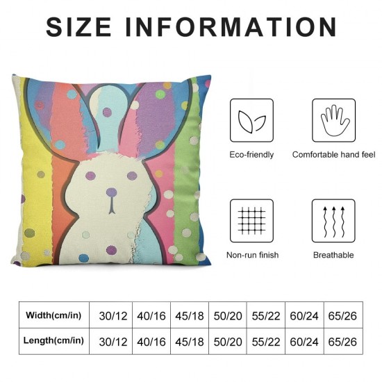 Easter Colorful Striped Bunny Pillow Covers Set of Cute Rabbit Spring Decorative Farmhouse Outdoor Cushion Easter Decor for Home Sofa