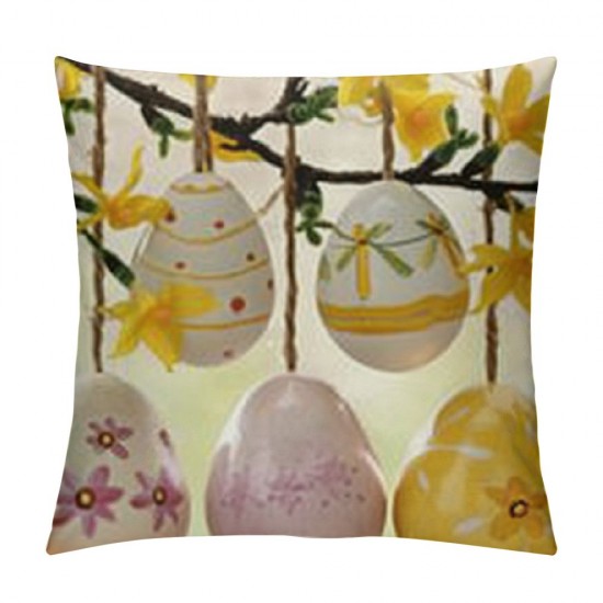 Qinduosi Easter Pillow Covers Eggs Rabbit Bunny Ears Easter Decorations Outdoor Pillows Decorative Throw Pillows Cases Set of Decorations Spring Cushion Covers for Home Couch