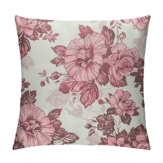 Pink and Cream Floral Pillow Covers Inch Set of Vintage Throw Flower Pillowcases Farmhouse Linen Cushion for Couch Bed Sofa Chair Home Decor