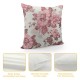 Pink and Cream Floral Pillow Covers Inch Set of Vintage Throw Flower Pillowcases Farmhouse Linen Cushion for Couch Bed Sofa Chair Home Decor