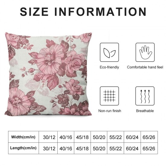 Pink and Cream Floral Pillow Covers Inch Set of Vintage Throw Flower Pillowcases Farmhouse Linen Cushion for Couch Bed Sofa Chair Home Decor