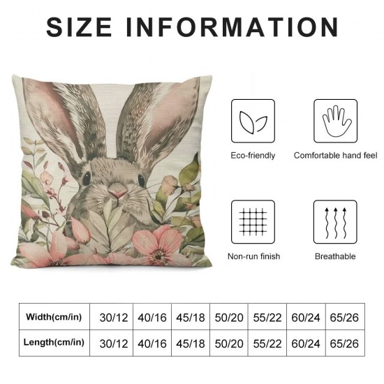 Qinduosi Easter Pillow Covers Inch Set of ,Rabbit Floral Decorations Holiday Farmhouse Decorative Spring Pillow Case for Home Sofa Couch