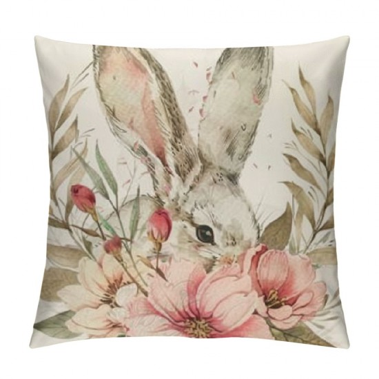 Easter Bunny Pillow Covers Set of inch Plain Easter Decorative Throw Pillows Easter Cushion Cases for Couch Sofa Livingroom Bedroom