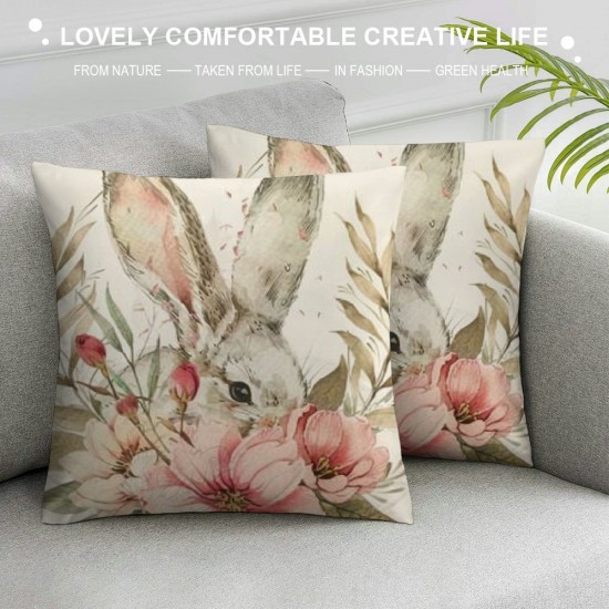 Easter Bunny Pillow Covers Set of inch Plain Easter Decorative Throw Pillows Easter Cushion Cases for Couch Sofa Livingroom Bedroom