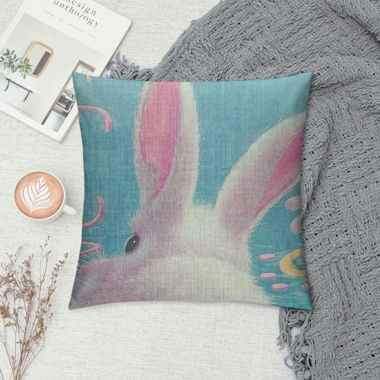 Pillow Covers Inch Set of Blue Pink Spring Farmhouse Decorative Throw Pillow Cases Lovely Animals Rabbit Cushion Cover for Couch