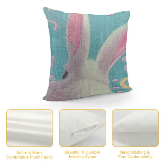 Pillow Covers Inch Set of Blue Pink Spring Farmhouse Decorative Throw Pillow Cases Lovely Animals Rabbit Cushion Cover for Couch