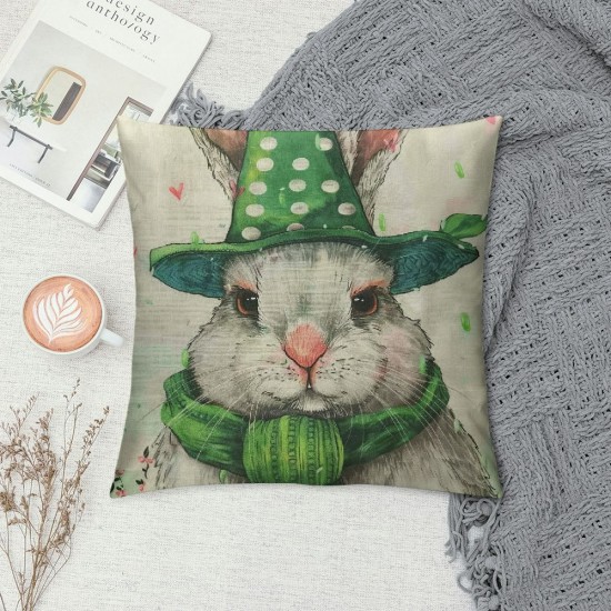 Qinduosi Easter Pillow Covers Inch Throw Pillowcase Rabbit Floral Home Sofa Bedroom Cushion Case Seasonal Farmhouse Decorations