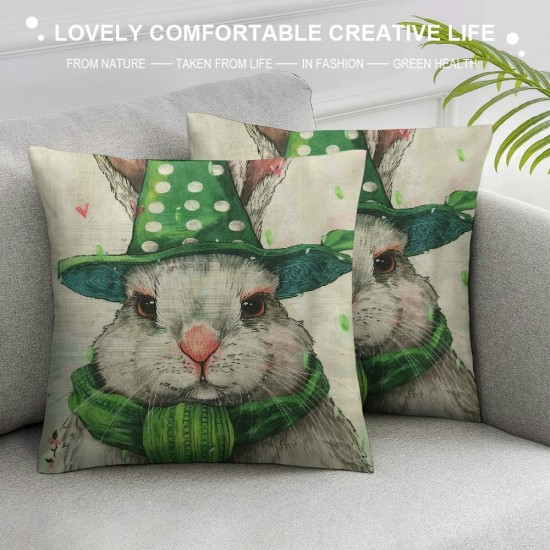 Qinduosi Easter Pillow Covers Inch Throw Pillowcase Rabbit Floral Home Sofa Bedroom Cushion Case Seasonal Farmhouse Decorations