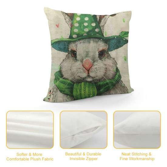 Qinduosi Easter Pillow Covers Inch Throw Pillowcase Rabbit Floral Home Sofa Bedroom Cushion Case Seasonal Farmhouse Decorations