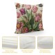 Qinduosi Spring Decorations Pink Tulip Spring Pillow Covers Set of Butterfly Flowers Bicycle Throw Pillow Case Flowers Market Farmhouse Cushion Cover for Home Sofa Couch