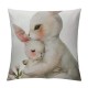 Qinduosi Square Pillow Cover Cute Cartoon and with White Flower and Leaf Watercolor Throw Cushion Covers for Couch Chair Bedroom Inch Set of