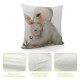 Qinduosi Square Pillow Cover Cute Cartoon and with White Flower and Leaf Watercolor Throw Cushion Covers for Couch Chair Bedroom Inch Set of