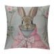 Qinduosi -Pack Spring Easter Pillow Covers Inch - '' Bunny with Pink and Blue Rabbit, &amp; Floral Wreath Design, Pastel Spring Decorative Cushion Cases Set for Sofa and Home Decor