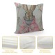 Qinduosi -Pack Spring Easter Pillow Covers Inch - '' Bunny with Pink and Blue Rabbit, &amp; Floral Wreath Design, Pastel Spring Decorative Cushion Cases Set for Sofa and Home Decor