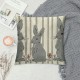 Grey Stripe Throw Pillow Cover Pillowcase Inch Set of Rabbit Holiday Linen Cushion Case for Home Sofa Bedroom Decoration