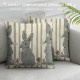 Grey Stripe Throw Pillow Cover Pillowcase Inch Set of Rabbit Holiday Linen Cushion Case for Home Sofa Bedroom Decoration