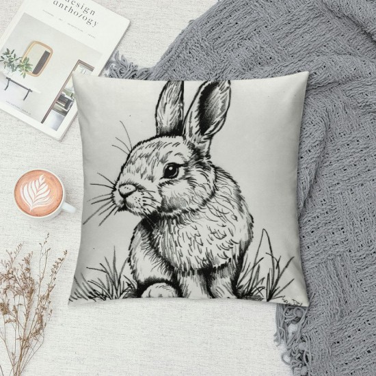 Qinduosi Bunny Easter Pillow Covers, Easter Rabbit Pillow Covers , Easter Decorative Throw Pillow Cover, Easter Bunny for Sofa Bed Room Home Decor Reversible Pillow Case