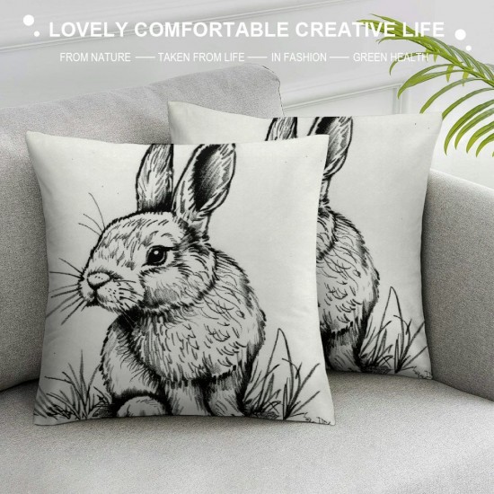 Qinduosi Bunny Easter Pillow Covers, Easter Rabbit Pillow Covers , Easter Decorative Throw Pillow Cover, Easter Bunny for Sofa Bed Room Home Decor Reversible Pillow Case