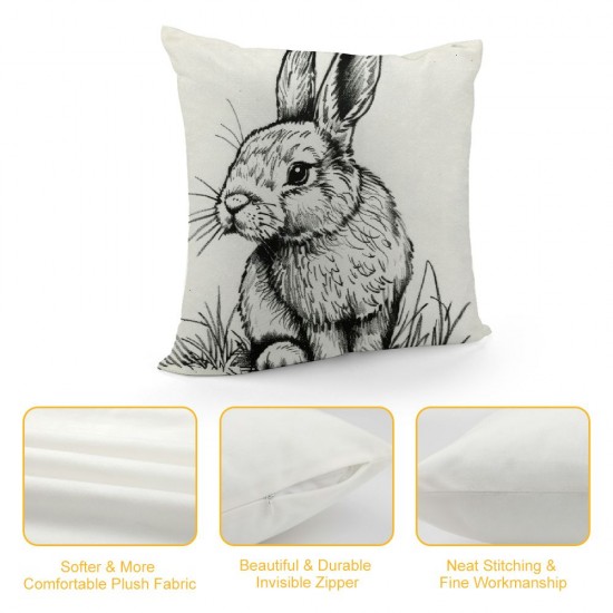 Qinduosi Bunny Easter Pillow Covers, Easter Rabbit Pillow Covers , Easter Decorative Throw Pillow Cover, Easter Bunny for Sofa Bed Room Home Decor Reversible Pillow Case