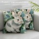 Qinduosi Decorative Throw Pillow Covers Inch Cute Bunny Easter Decorations Spring Home Decor Farmhouse Sage Green Buffalo Plaid Linen Pillow Cushion Case Set of for Couch Sofa