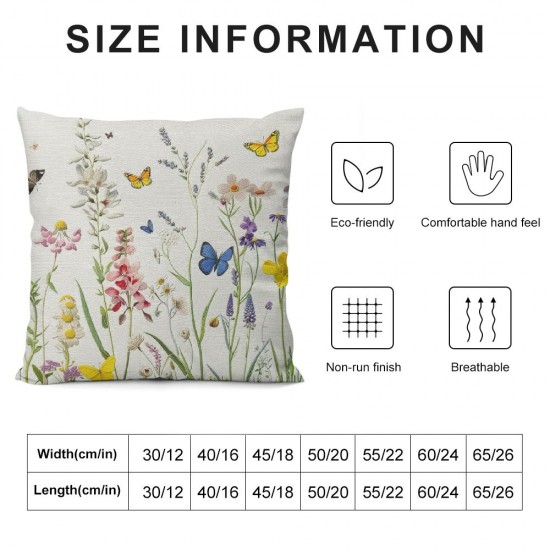 Qinduosi Spring Easter Pillow Covers Set of , Bunny Butterflies Throw Pillows Outdoor Floral Decorative Farmhouse Cushion Case Spring Decorations for Home Sofa