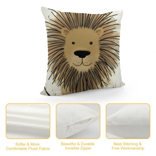 Qinduosi Kids Animals Throw Pillow Covers Inch Set of Lion Pillows Soft Velvet Cushion Covers for Baby Room Kids Bedroom Decor