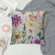 Spring Pillow Cover Inch Multi-Colored-Flowers Butterfly Decorations Seasonal Summer Cushion Case Decor for Home Sofa Couch