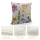 Spring Pillow Cover Inch Multi-Colored-Flowers Butterfly Decorations Seasonal Summer Cushion Case Decor for Home Sofa Couch