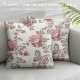 Qinduosi Pink and Cream Floral Pillow Covers Inch Set of Vintage Throw Flower Pillowcases Farmhouse Linen Cushion for Couch Bed Sofa Chair Home Decor