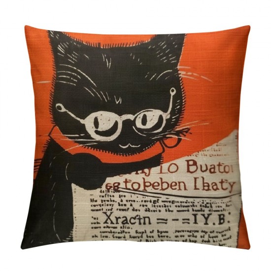 Qinduosi Cute Cartoon Cat is How to Please Your Human Square Throw Pillow Covers Decorative Cushion Cover Home Pillowcases for Kids Boy ()