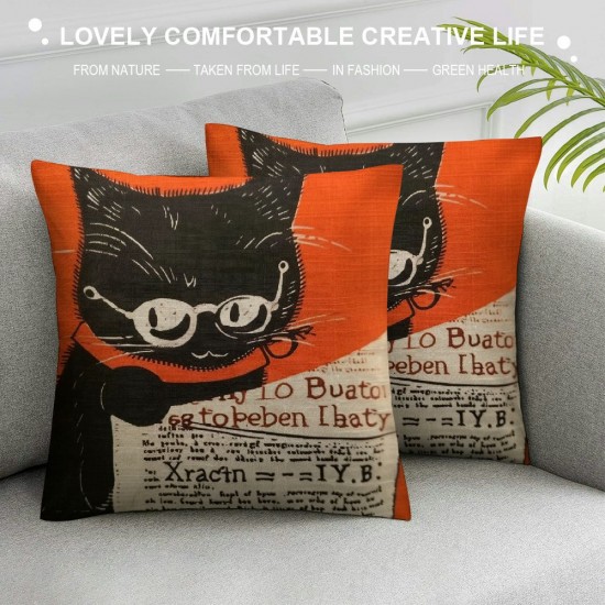 Qinduosi Cute Cartoon Cat is How to Please Your Human Square Throw Pillow Covers Decorative Cushion Cover Home Pillowcases for Kids Boy ()