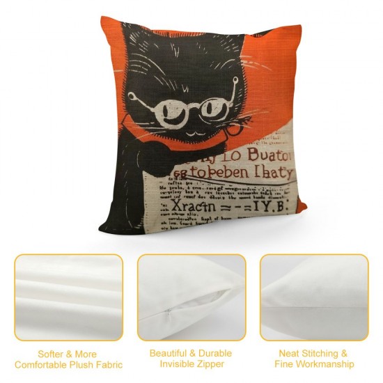 Qinduosi Cute Cartoon Cat is How to Please Your Human Square Throw Pillow Covers Decorative Cushion Cover Home Pillowcases for Kids Boy ()