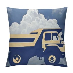 Qinduosi Throw Pillow Cover in Navy Blue Construction Decorative Pillow Case Home Decor Square Inch Pillowcase