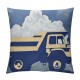 Qinduosi Throw Pillow Cover in Navy Blue Construction Decorative Pillow Case Home Decor Square Inch Pillowcase