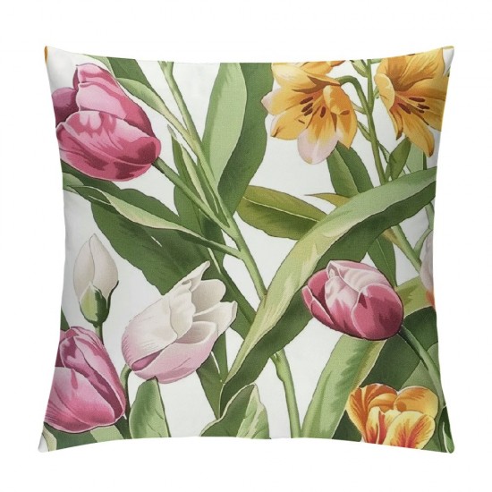 Qinduosi Spring Pillow Cover Farmhouse Floral Throw Pillowcase Spring Summer Outdoor Decorative Cushion Case for Sofa Couch Home Bed Decorations