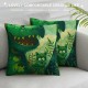 Qinduosi Set of Throw Pillow Covers Colorful Little saur Cute Drawn Drawing Green Kids Decor Linen Pillow Cases Home Decorative Square Inches Pillowcases