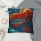 Qinduosi Set of Throw Pillow Covers Cute Head Typo Decor Linen Pillow Cases Home Decorative Square Inches Pillowcases