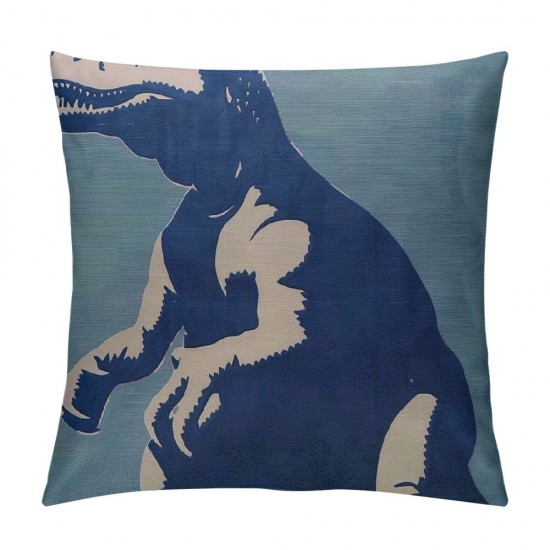 Decorative Throw Pillow Cover for Couch Sofa, Tyrannosaurus Dinosaur in Navy Paleontologist Home Decor Pillow Case Inch