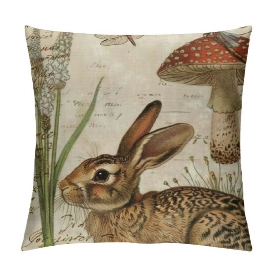 Qinduosi Throw Pillow Covers Animals Rabbit Decorative Pillow Case Linen Square Throw Pillowcases Home Couch Decor Quote Cushion Cover Inch(Rabbit