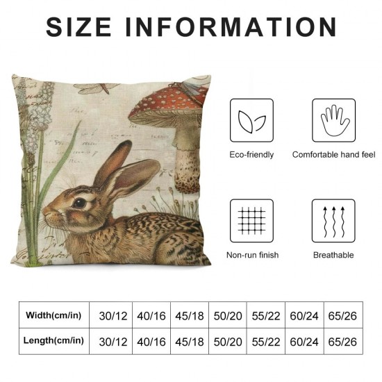 Qinduosi Throw Pillow Covers Animals Rabbit Decorative Pillow Case Linen Square Throw Pillowcases Home Couch Decor Quote Cushion Cover Inch(Rabbit