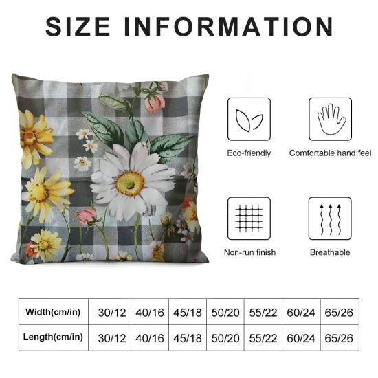 Qinduosi Inch Spring Floral Pillow Cover - '' Farmhouse Rustic Cushion Case, Perfect for Sofa Couch Country Home Decor(Grey)