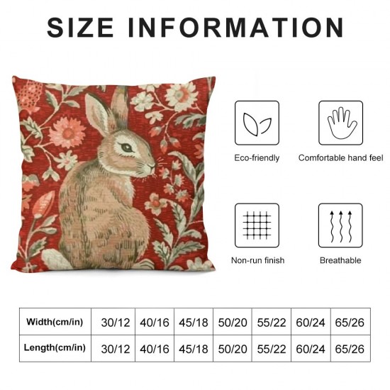 Qinduosi Pillow Cover, Rabbit I Modern Throw Pillow Case Modern Cushion Cover Square Pillowcase Decoration for Sofa Bed Chair Car Inch