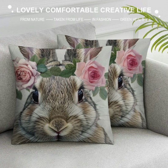 Qinduosi Easter Pillow Covers Set of , Buffalo Plaid Rabbit Decor Throw Pillows Spring Holiday Farmhouse Pillowcase Bunny Easter Decorative Outdoor Cushion Case for Couch Home Decorations