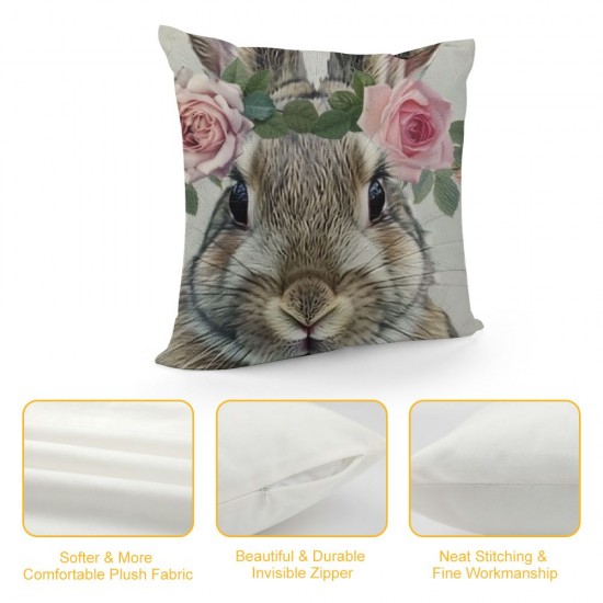 Qinduosi Easter Pillow Covers Set of , Buffalo Plaid Rabbit Decor Throw Pillows Spring Holiday Farmhouse Pillowcase Bunny Easter Decorative Outdoor Cushion Case for Couch Home Decorations