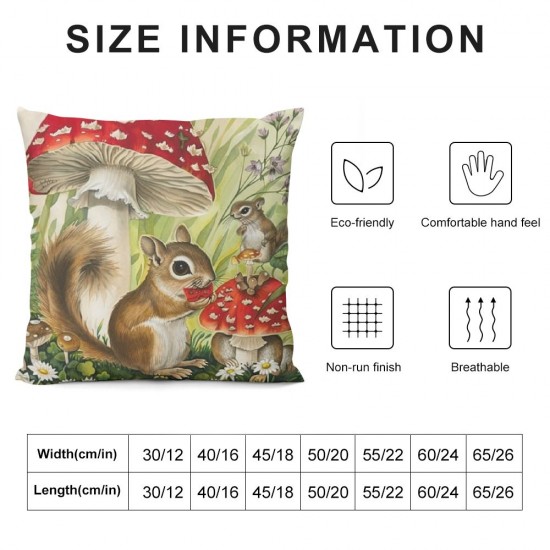 Qinduosi Spring Forest Animals Throw Pillow Covers Inch Rabbit Mushroom Floral Decorative Pillows for Sofa Kids Baby Nursey Room Decor Set of