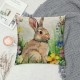 Qinduosi Pillow Covers Inch Set of Rabbit Bunny Butterfly Floral Lawn Spring Farmhouse Decoration Throw Pillow Cases Cushion Cover Linen for Sofa Couch