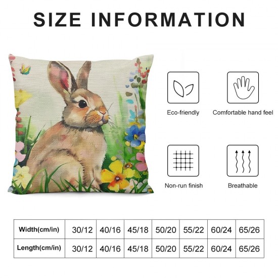 Qinduosi Pillow Covers Inch Set of Rabbit Bunny Butterfly Floral Lawn Spring Farmhouse Decoration Throw Pillow Cases Cushion Cover Linen for Sofa Couch